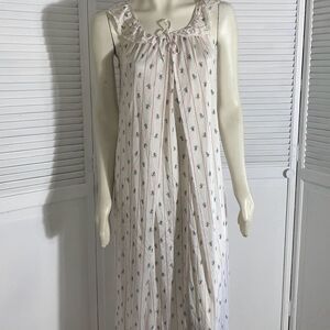 Vintage Sears Slip Dress Nylon Shiny Nightgown Lingerie Floral Stripe Size Small